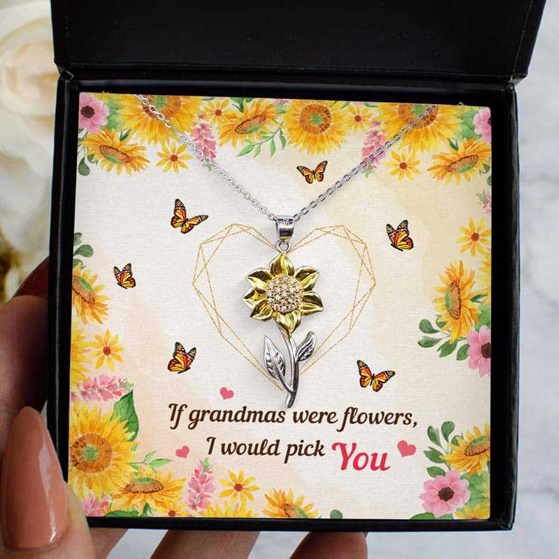 If Grandmas Were Flowers Sunflower Pendant Necklace