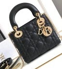 202538193 Mini Lady Bag Lambskin Black With Gold Hardware