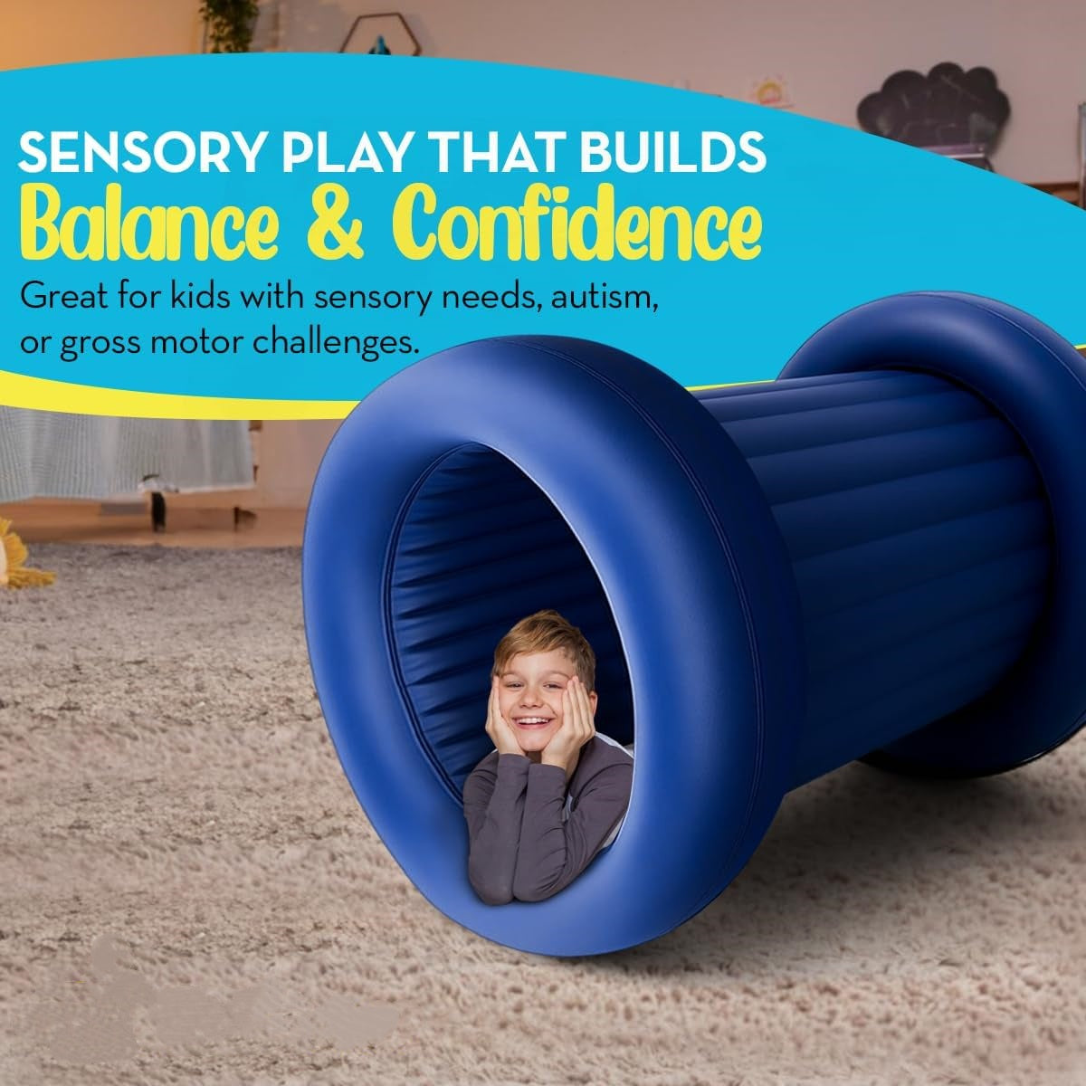 Children's Sensory Chair with Rolling Barrel – Soothes the Vestibular System🌈🪑