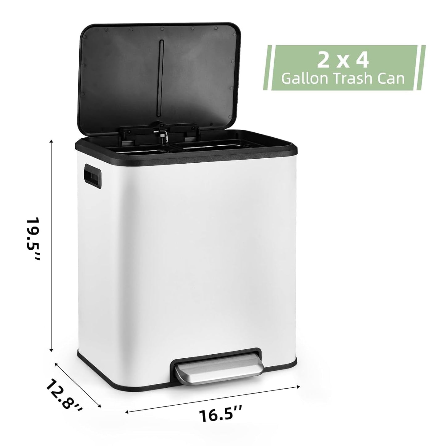 Dual Trash & Recycling Bin – Quiet Soft-Close Design(40L)