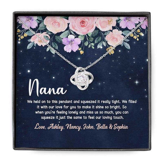 Hold On To This Grandma Gift Personalized Love Knot Necklace Message Card