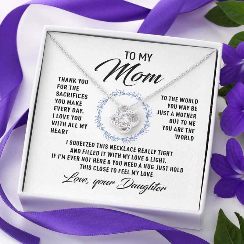 To My Mom Floral Circle Mother‘s Day Gift Love Knot Necklace