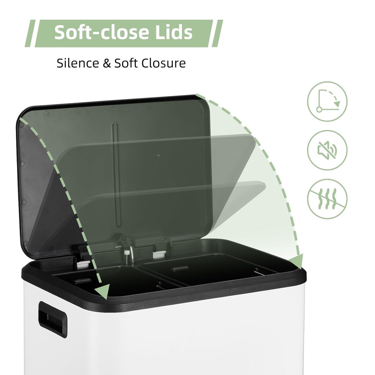Dual Trash & Recycling Bin – Quiet Soft-Close Design(40L)