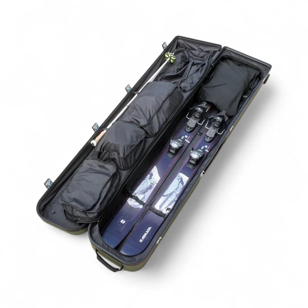 Four-Sided Hard-Shell Ski Travel Case | 4-Wheel Spinner Design | TSA-Approved Lock | Professional Ski & Snowboard Gear Protection (Up to 190 cm)