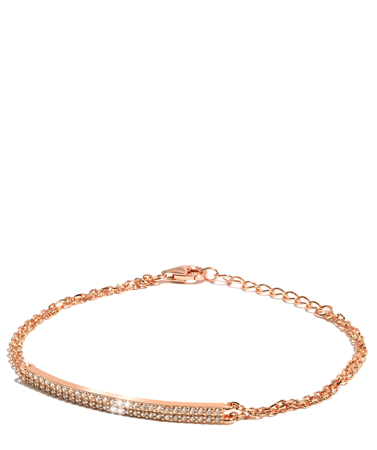 202419759 Gift Packaged 'Elpis' Rose Gold Plated Sterling Silver and Cubic Zirconia Bar Bracelet