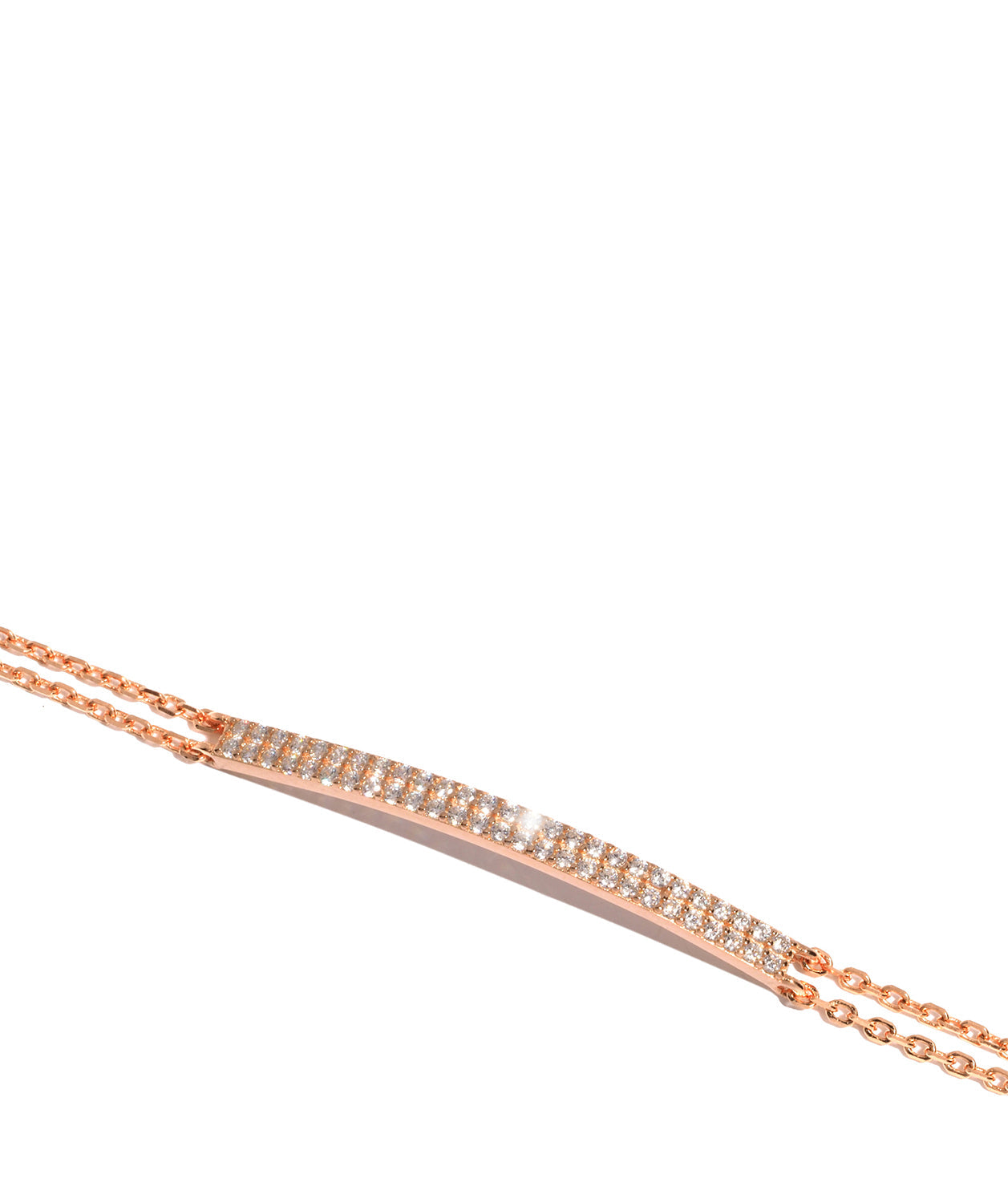 202419759 Gift Packaged 'Elpis' Rose Gold Plated Sterling Silver and Cubic Zirconia Bar Bracelet