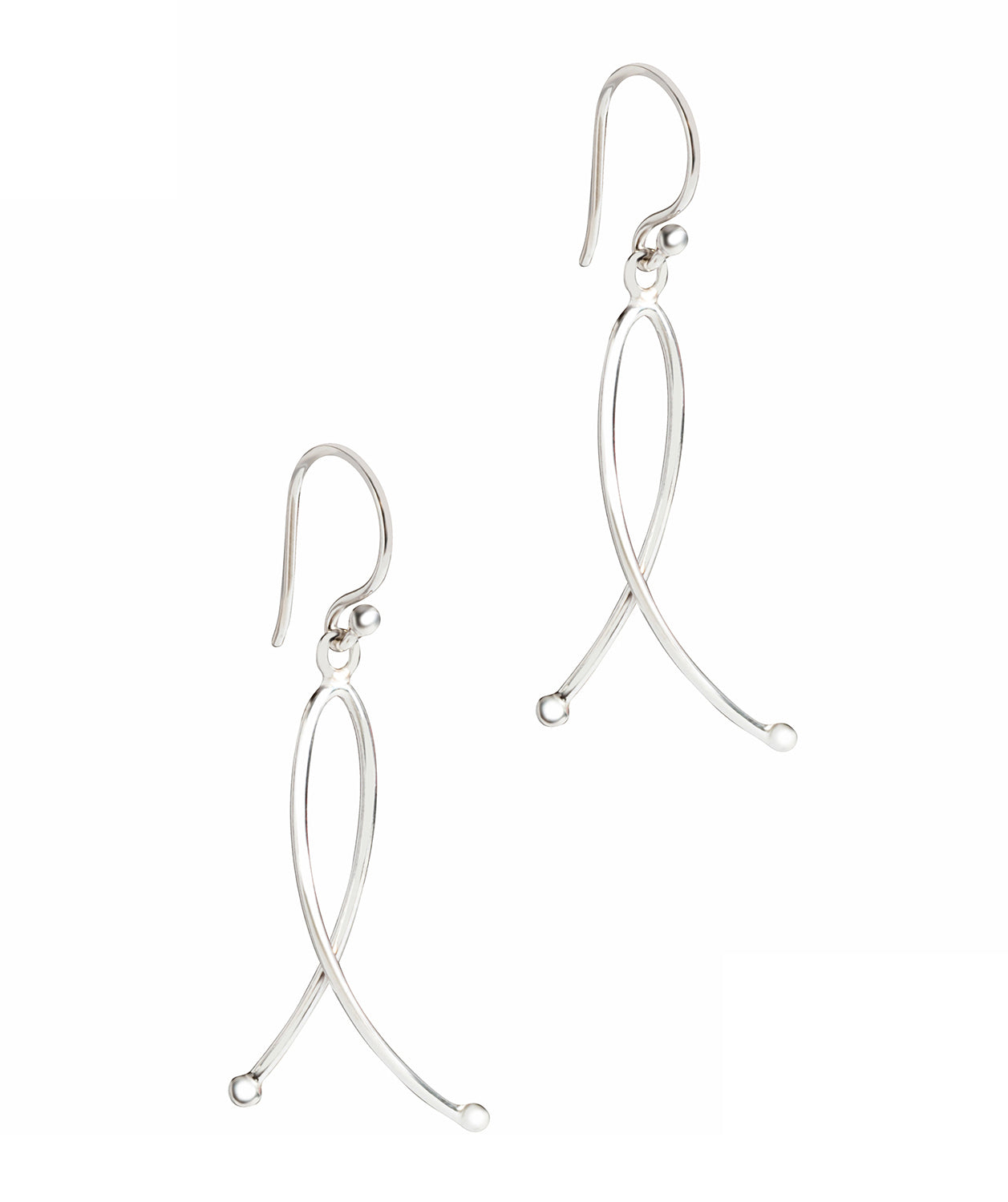 Gift Packaged 'Rhea' Sterling Silver Double Wire Drop Earrings