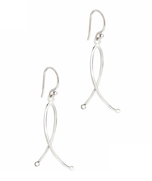 Gift Packaged 'Rhea' Sterling Silver Double Wire Drop Earrings