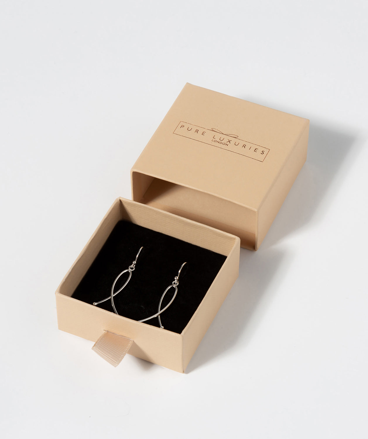 Gift Packaged 'Rhea' Sterling Silver Double Wire Drop Earrings