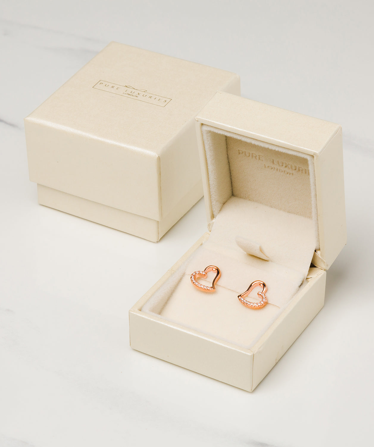 Gift Packaged 'Luisa' 18ct Rose Gold Plated 925 Silver Heart Earrings