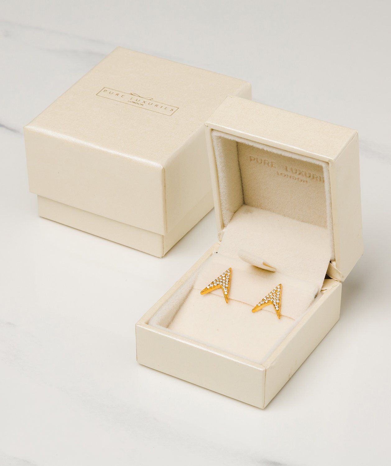 Gift Packaged 'Ines' 18ct Yellow Gold Plated 925 Silver Arrow Earrings