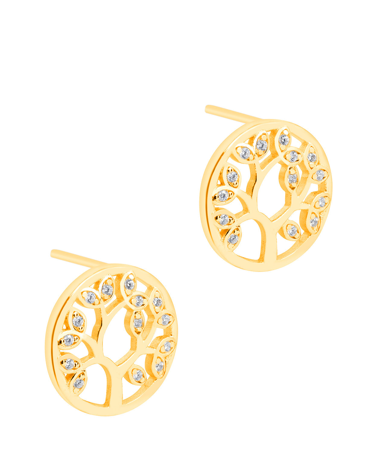 Gift Packaged 'Ana' 18ct Gold Plated 925 Silver & Cubic Zirconia Branch Earrings