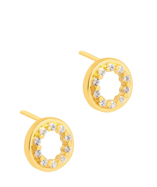 Gift Packaged 'Cezanne' 18ct Yellow Gold plated 925 Silver with Cubic Zirconia Circle Earrings