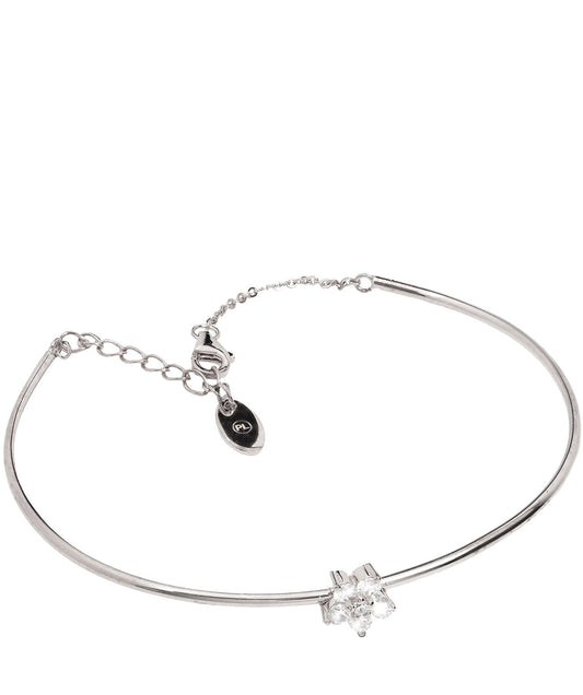 202419764 Gift Packaged 'Lopez' Rhodium Plated 925 Silver & Cubic Zirconia Flower Bracelet