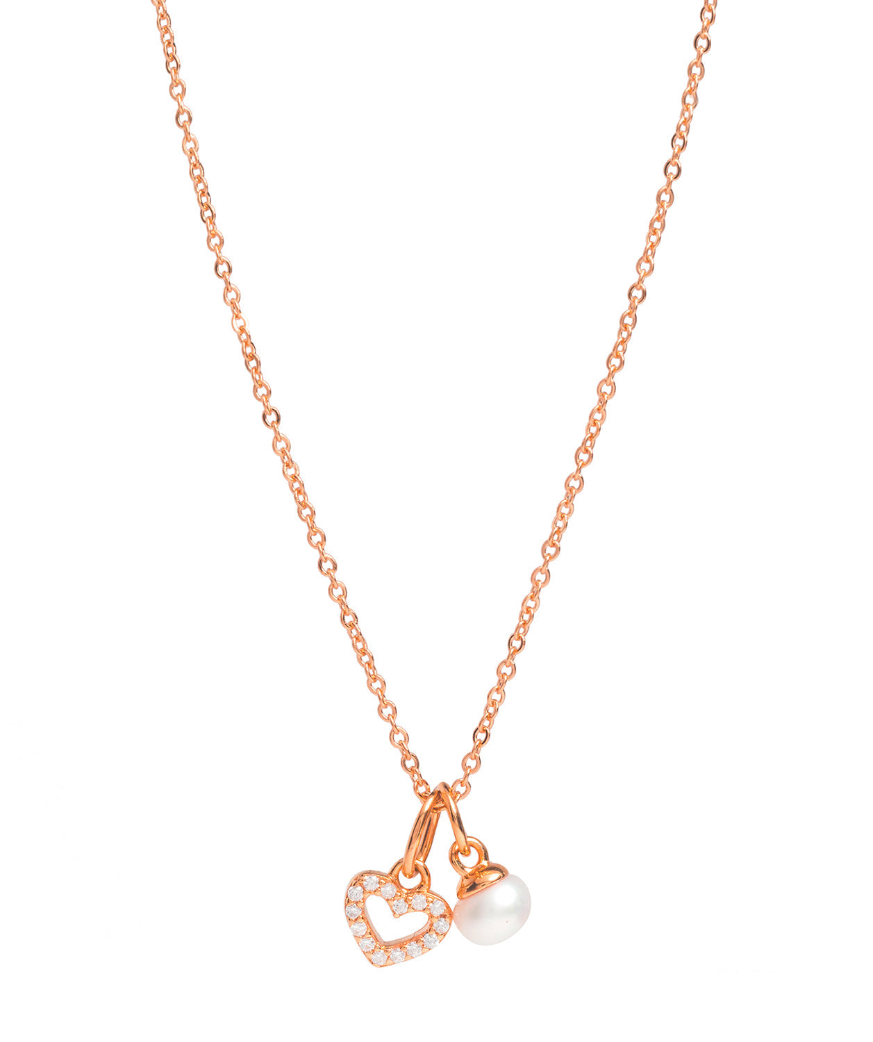 Gift Packaged 'Velez' 18ct Rose Gold Plated 925 Silver & Pearl Sparkle Heart Necklace