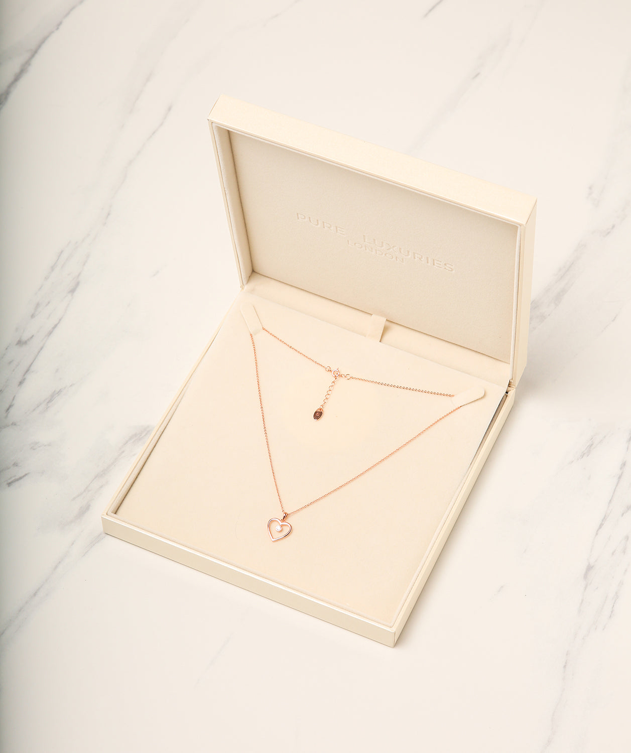 Gift Packaged 'Vasquez' 18ct Rose Gold Plated 925 Silver & Cubic Zirconia Heart Pendant Necklace