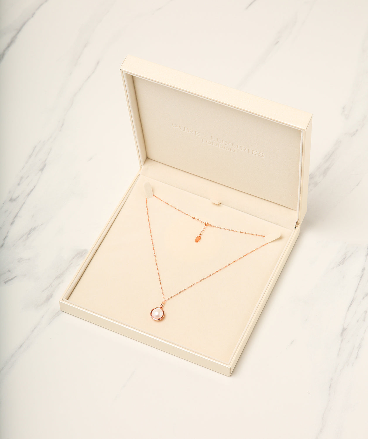 Gift Packaged 'Cosmos' 18ct Rose Gold Plated 925 Silver & Freshwater Pearl Halo Pendant Necklace