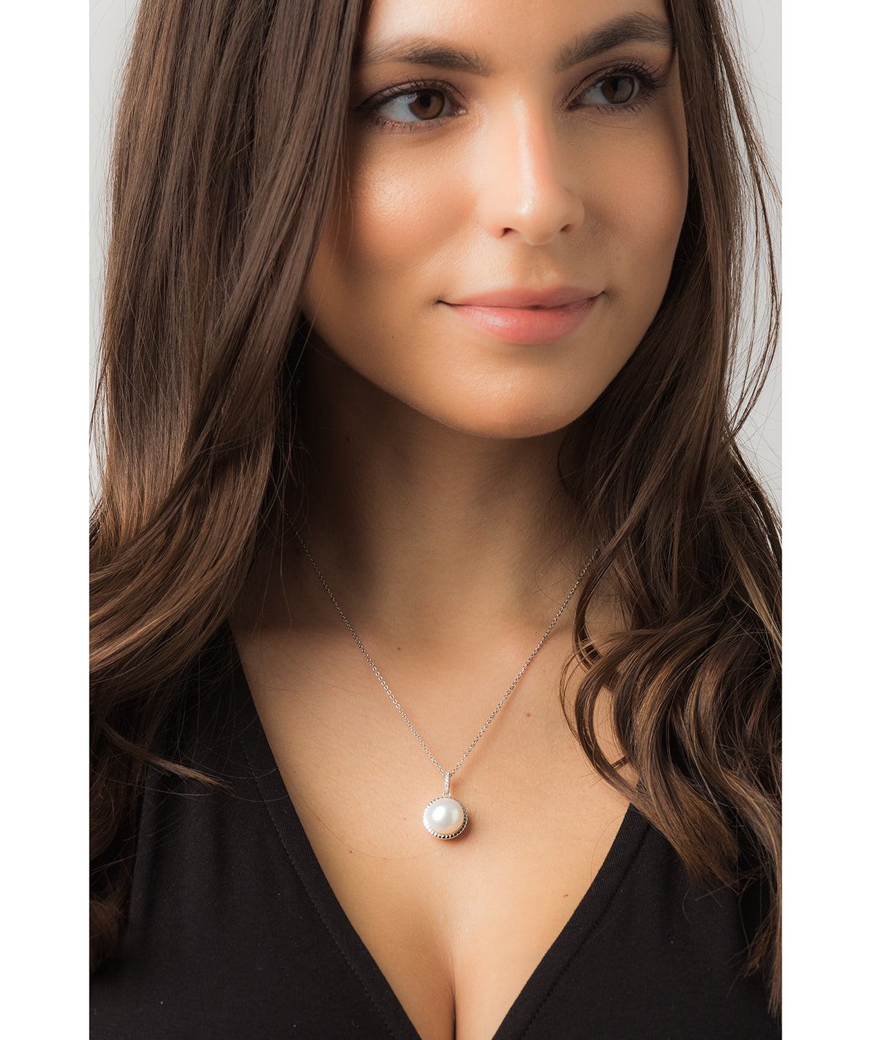 Gift Packaged 'Cosmos' Rhodium Plated 925 Silver & Freshwater Pearl Halo Pendant Necklace