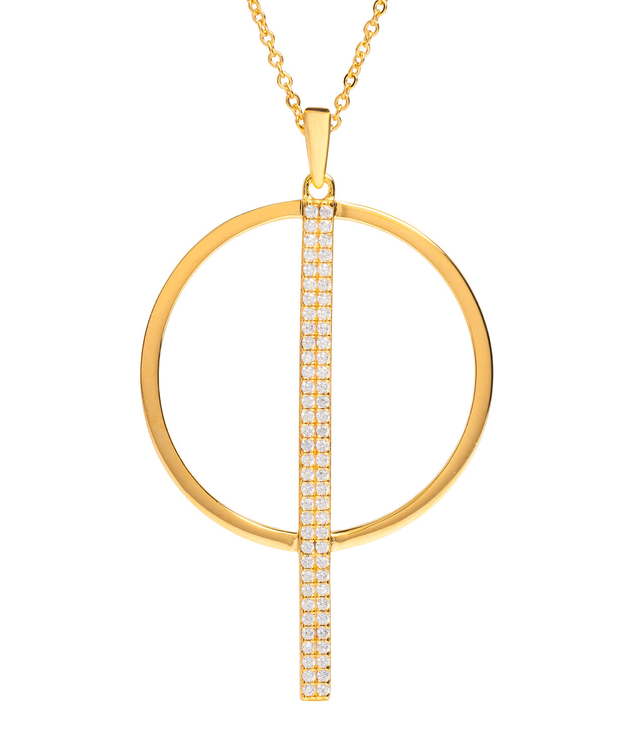 Gift Packaged 'Borealis' 18ct Yellow Gold Plated 925 Silver & Cubic Zirconia Circle Necklace