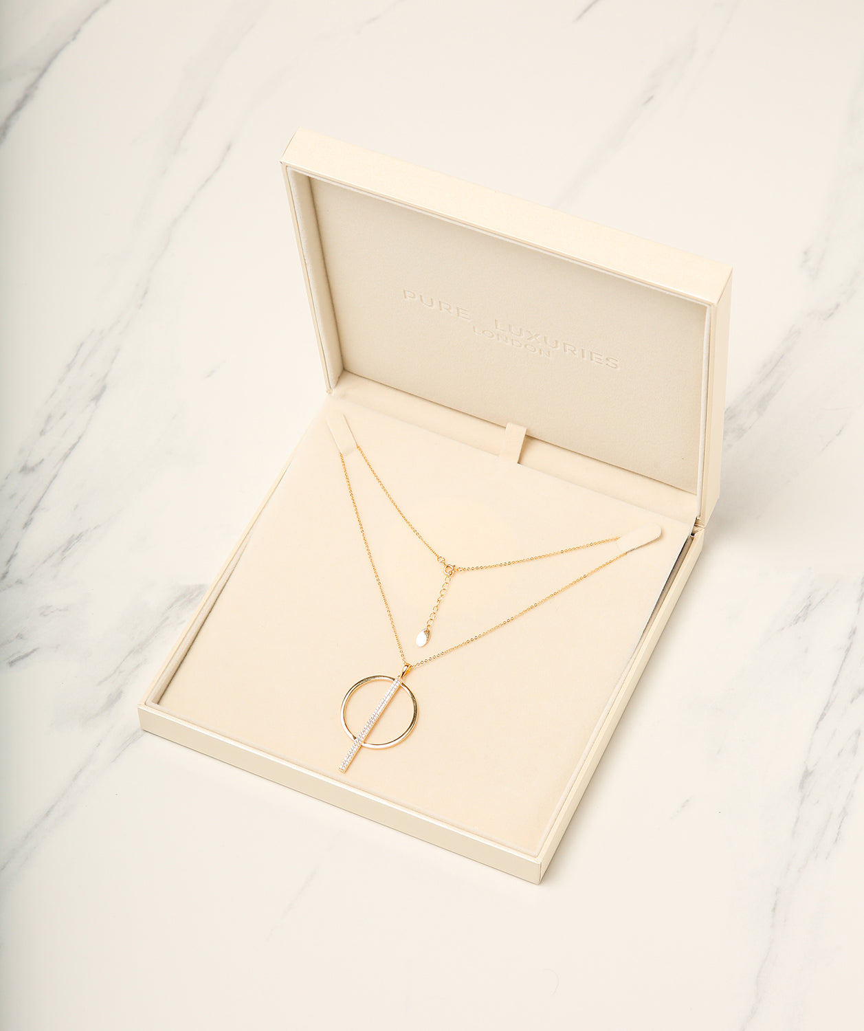 Gift Packaged 'Borealis' 18ct Yellow Gold Plated 925 Silver & Cubic Zirconia Circle Necklace