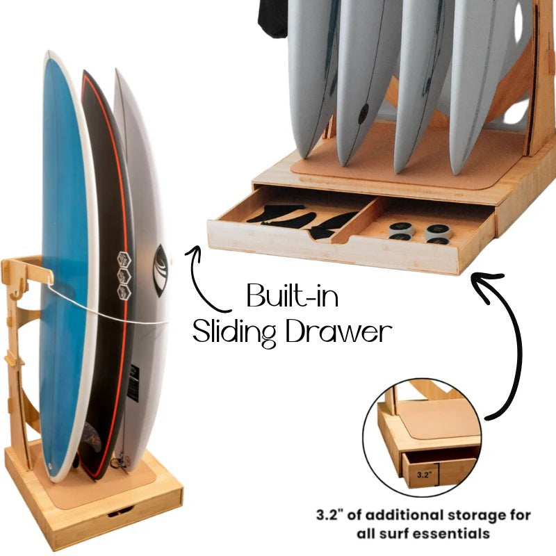 Vertical Surfboard Rack - With Storage Function