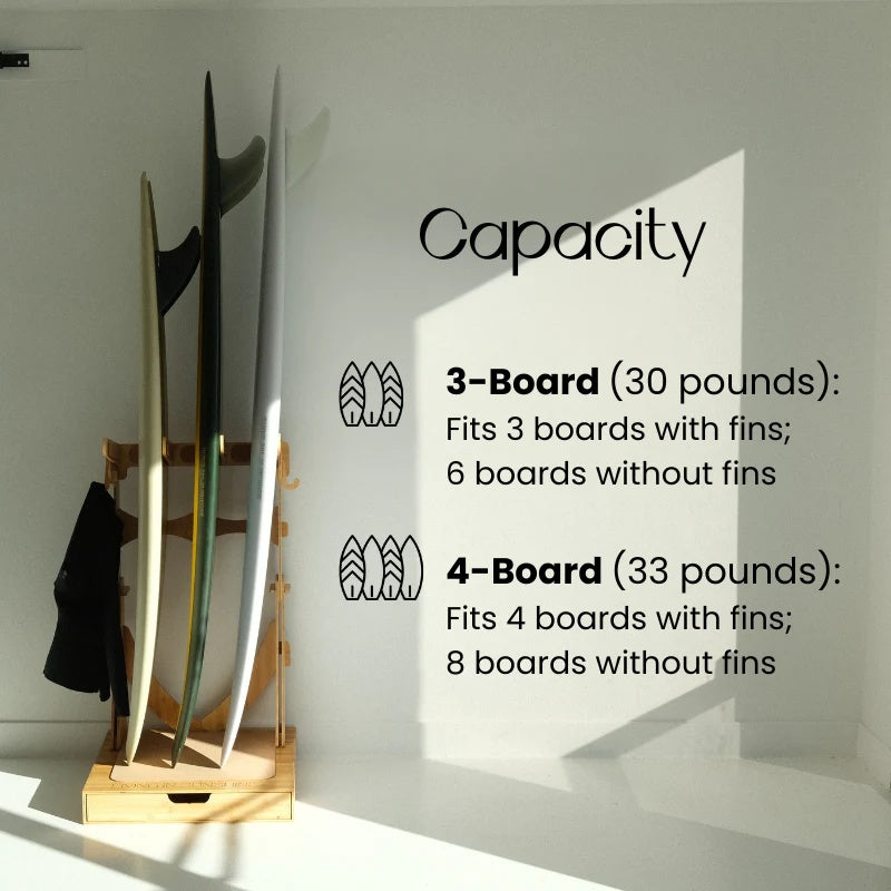 Vertical Surfboard Rack - With Storage Function