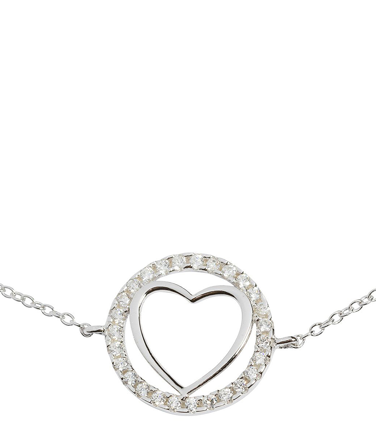 For Prince-Gift Packaged 'Aureola' Sterling Silver Heart & Cubic Zirconia Halo Bracelet