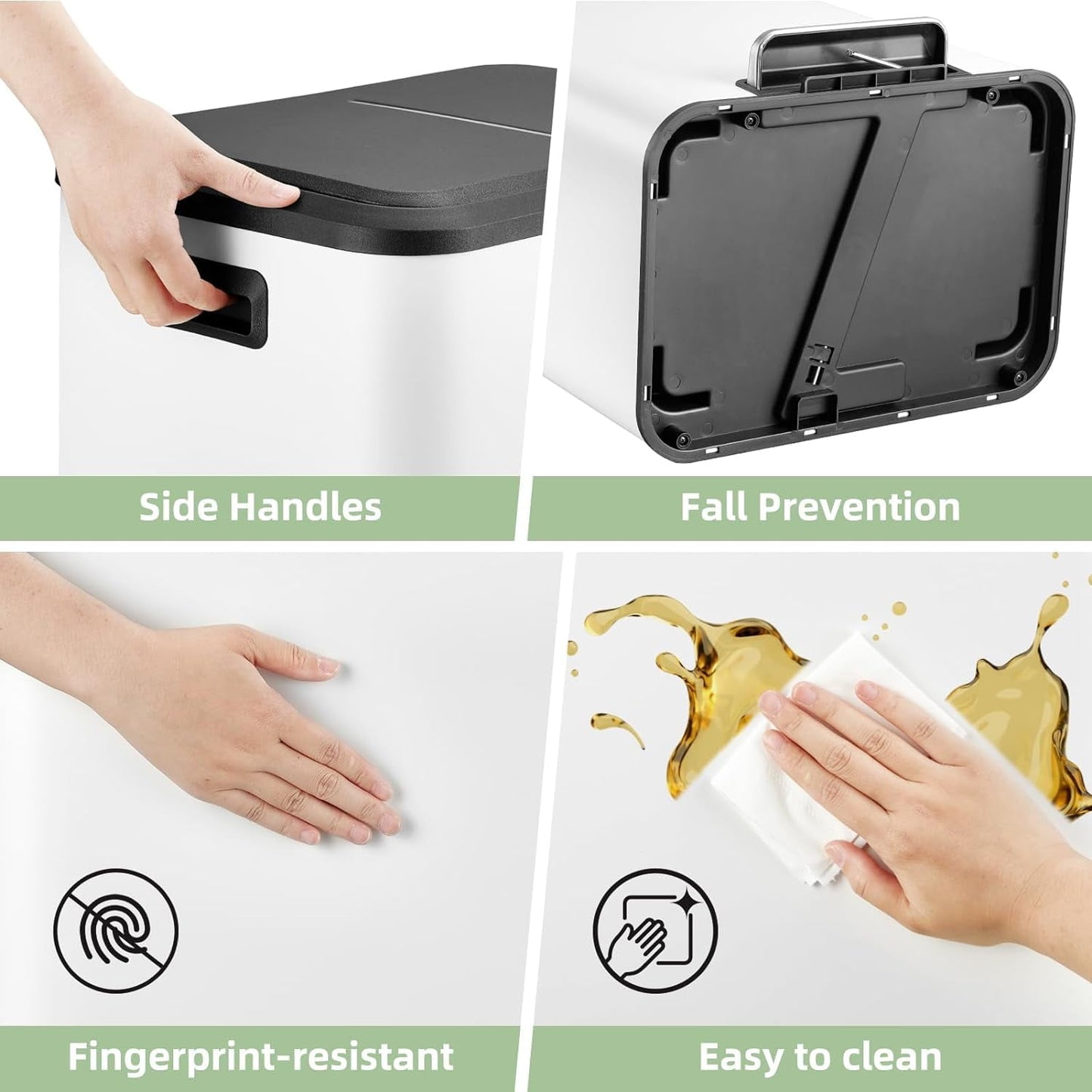 Dual Trash & Recycling Bin – Quiet Soft-Close Design(40L)