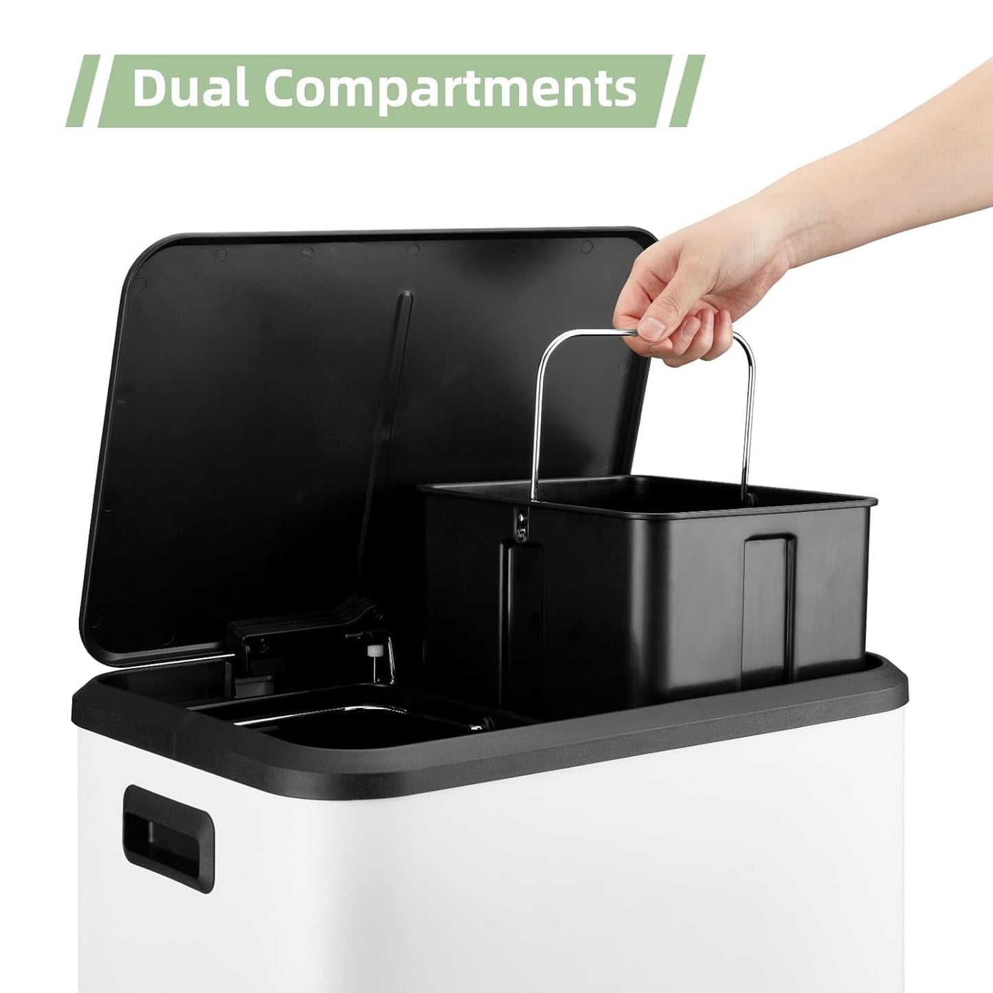 Dual Trash & Recycling Bin – Quiet Soft-Close Design(40L)