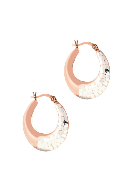 Gift Packaged 'Erato' Sterling Silver & Rose Gold Plated Silver Deco Creole Earrings