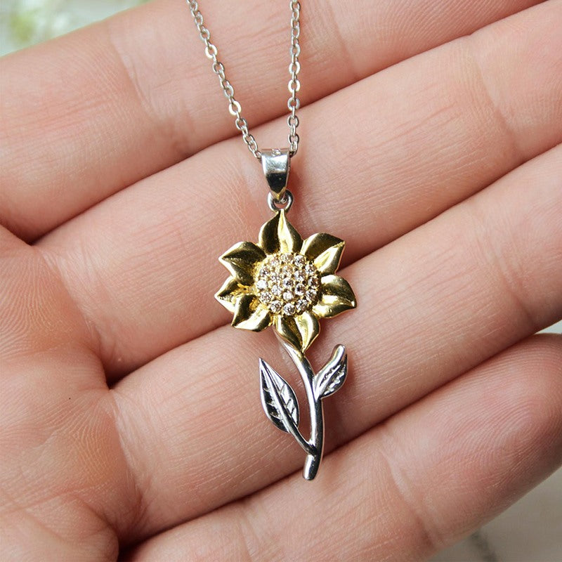 To My Mom Back View Mother‘s Day Gift Personalized Sunflower Pendant Necklace